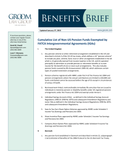 Cumulative List of Non-US Pension Funds Exempted by FATCA