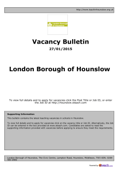 Vacancy Bulletin London Borough of Hounslow