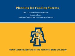 Planning for Funding Success - North Carolina Agricultural and