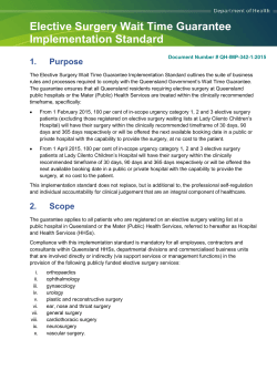Elective Surgery Services Implementation Standard