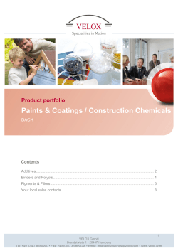 Product portfolio Paints & Coatings / Construction Chemicals