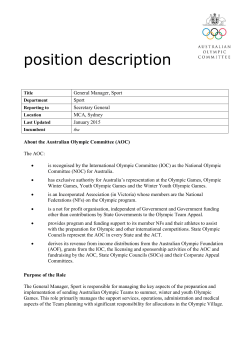 General Manager, Sport - Australian Olympic Committee