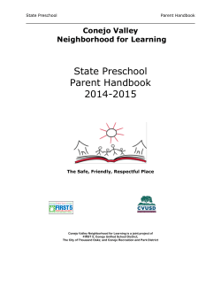 State Preschool Parent Handbook 2014-2015