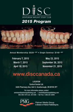 2015 DISC Program - Denturism Implant Study Club