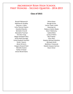 Second Quarter Honors Lists - Archbishop Ryan High School