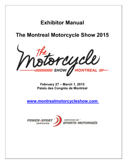 Exhibitor Manual The Montreal Motorcycle Show 2015