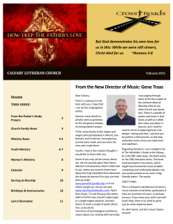 From the New Director of Music: Gene Traas