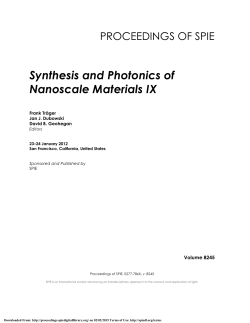 Synthesis and Photonics of Nanoscale Materials IX