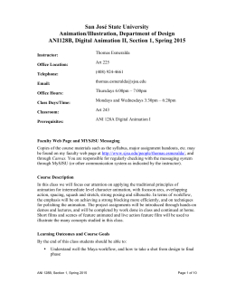 ANI 128B, Section 1, Spring 2015 Course Schedule