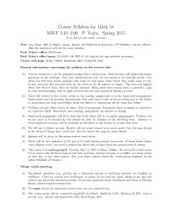 Course Syllabus for Math 54 MWF 2:10–3:00, P. Vojta