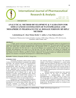 International Journal of Pharmaceutical Research & Analysis