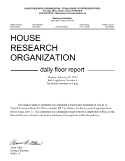 House Research Organization - Texas House of Representatives