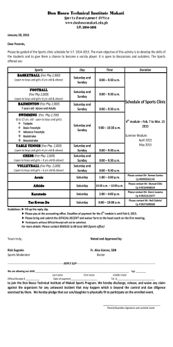 Don Bosco Technical Institute Makati Schedule of Sports Clinic