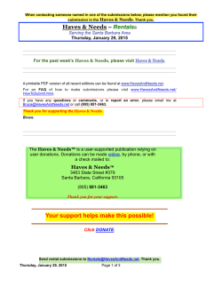 Thursday - Haves & Needs