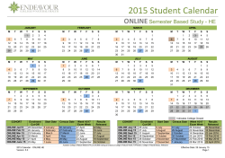 2015 Student Calendar