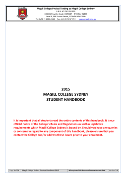 Magill College Sydney Student Handbook 2013