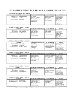 January 17-18 &ndash; February Ministry Schedule