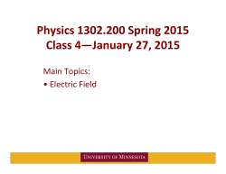 Physics 1302.200 Spring 2015 Class 4—January 27, 2015