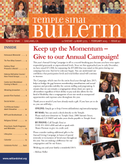 February 2015 Bulletin - Temple Sinai in Oakland, CA