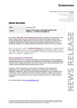 NEWS RELEASE - Computershare