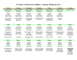 Weekly Menu - St. John's Northwestern Military Academy