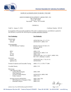 (A2LA Cert. No. 0255.02) Revised 01/29/2015 Page 1 of 3 SCOPE