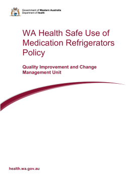 WA Health Safe Use of Medication Refrigerators Policy