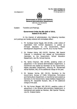 Transfers and Postings. Government Order No.984AD o