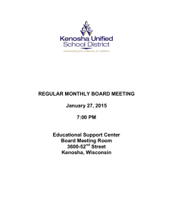 REGULAR MONTHLY BOARD MEETING January 27, 2015 7:00 PM