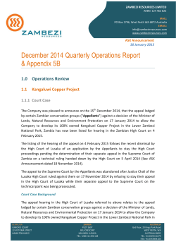 December Quarterly Report and Appendix 5B