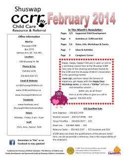 CCRR Newsletter - Shuswap Children's Association