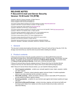 RELEASE NOTES F-Secure® E-mail and Server Security