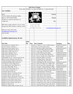 Availability Updated January 28, 2015 Item Desc Order Qty Price