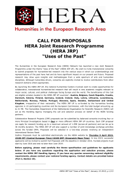 HERA UP Call for Proposals 2015