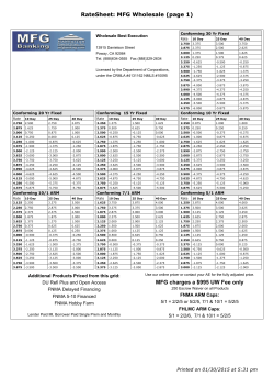 RateSheet: MFG Wholesale (page 1) MFG charges a $995 UW Fee