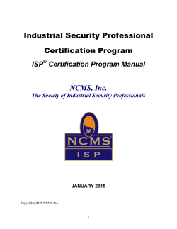 ISP® Certification Program Manual - Industrial Security Professional