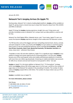 Network Ten's tenplay Arrives On Apple TV.