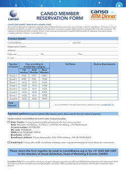 CANSO MEMBER 2015 ATM Dinner Reservation Form