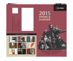 2015 Spring/Summer catalogue - Central European University Press
