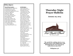 Thursday Night Prayer Bulletin