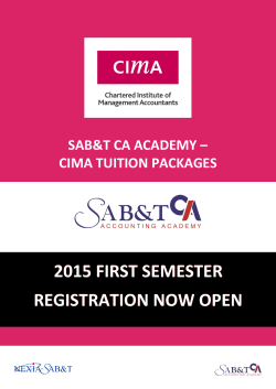 SAB&T CA ACADEMY – CIMA TUITION PACKAGES