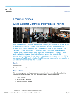 Learning Services Cisco Explorer Controller Intermediate Training