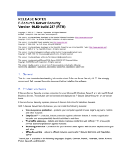 RELEASE NOTES F-Secure® Server Security Version