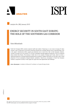 ENERGY SECURITY IN SOUTH EAST EUROPE: THE ROLE