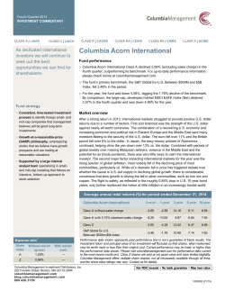 Fund Commentary - Columbia Management