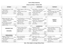 February Lunch Menu - Xavier College Preparatory