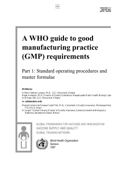 A WHO guide to good manufacturing practice (GMP