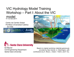 VIC Hydrology Model Training Workshop – Part I: About the VIC model