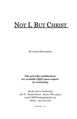 Not I, But Christ/pdf - Market Street Fellowship