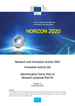 Research and Innovation Actions (RIA) Innovation Actions (IA